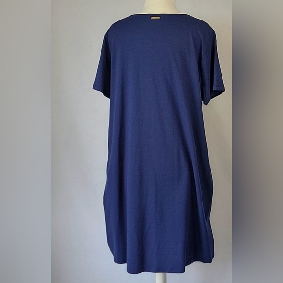 Womens Michael Kors Navy Blue Lace-Up T-Shirt Dress - Size 2X - Picture 3 of 9